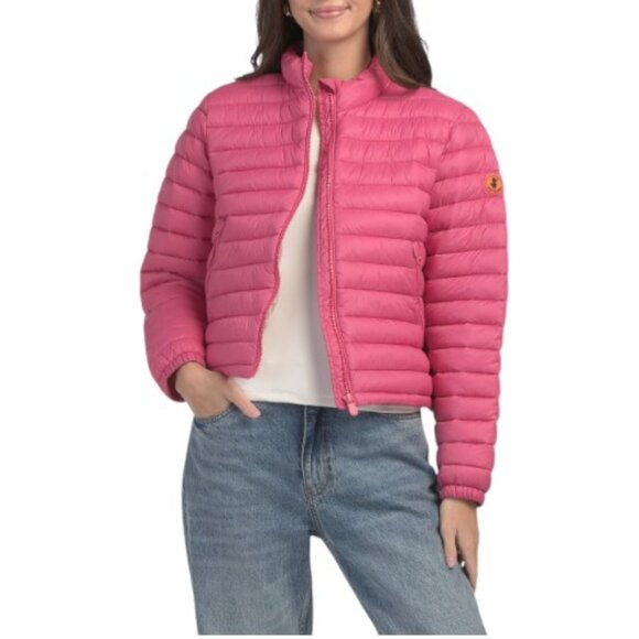 SAVE THE DUCK Pink Cropped Puffer Jacket - Picture 1 of 2
